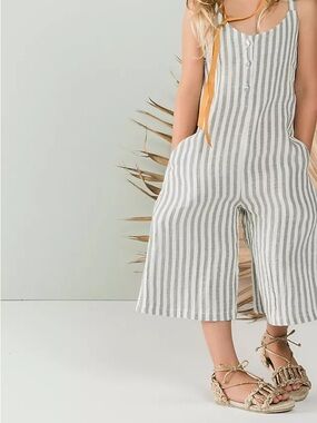 Rylee + Cru Storm Stripe Bridgette Jumpsuit size 8/9
